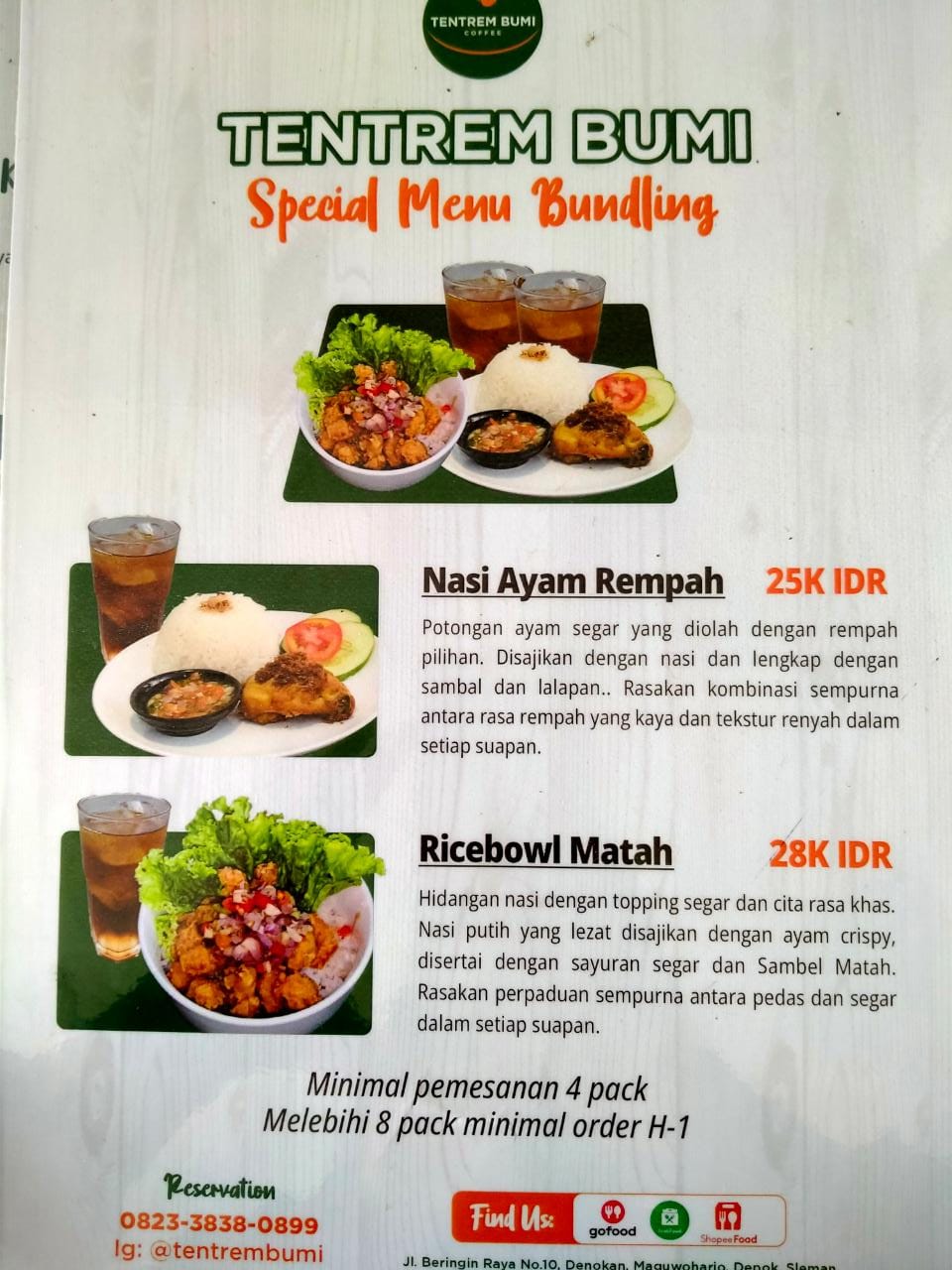 Menu Makanan di Tentrem Bumi Coffee & Eatery Jogja Menu Makanan di Tentrem Bumi Coffee & Eatery Jogja